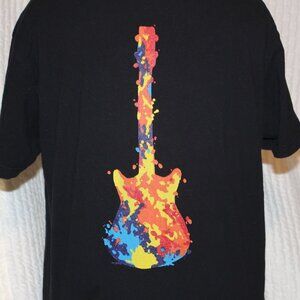 HARD ROCK Expert Cocktails T-Shirt with paint splattered guitar on back Sz Lrg